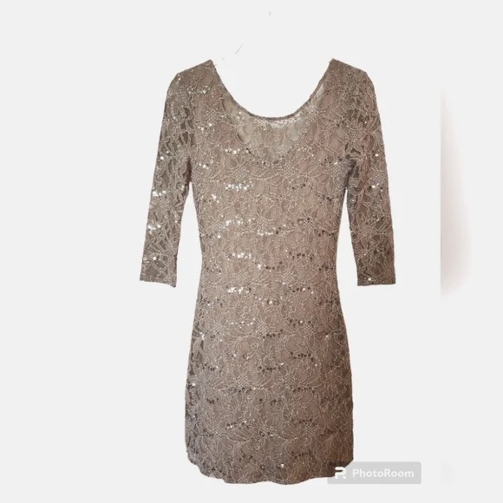 Chelsea and Violet sequin and lace quarter sleeve dress